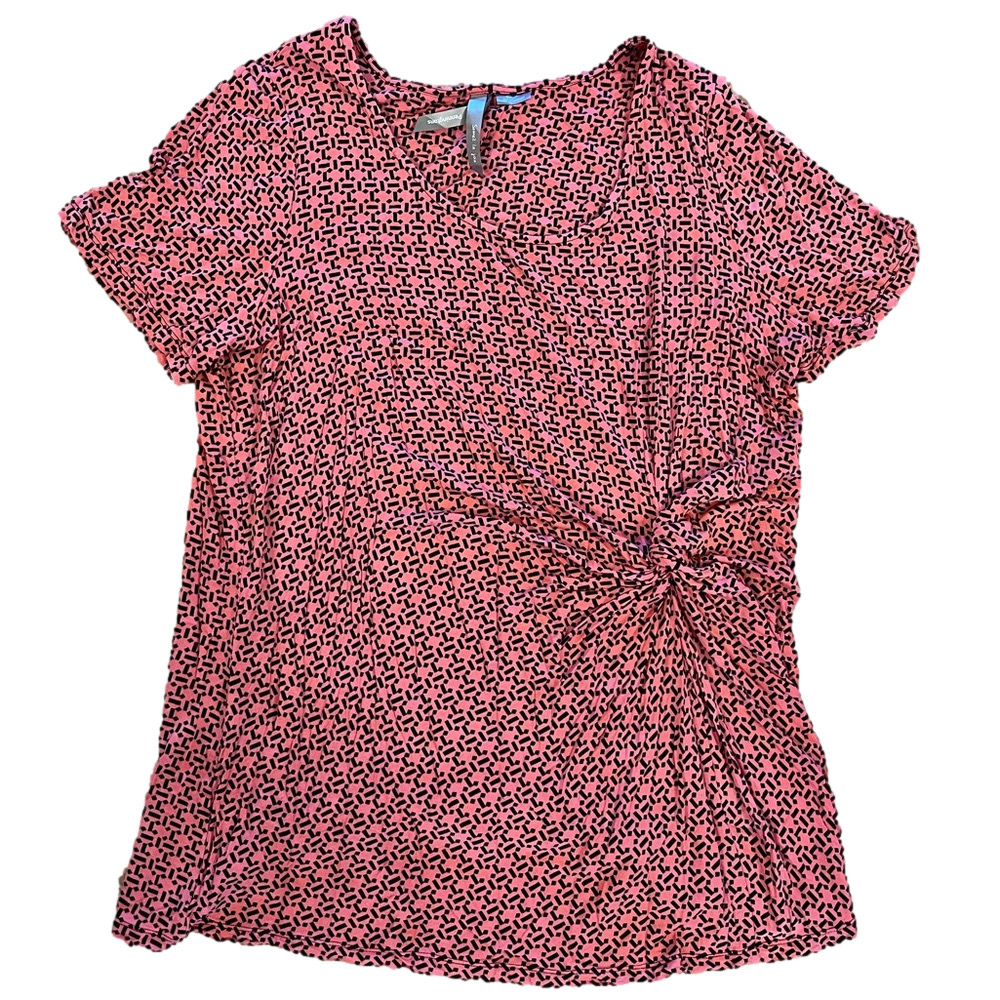 Pennington Size X side Knot ruching detailed short sleeve T-shirt top abstract